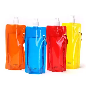 Portable Collapsible Hiking Water Bottle Reusable BPA-free Water Pouch Liquid Packaging Spout Water Bags