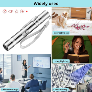 Factory Wholesale Eco-Friendly LED Light <b>Cat</b> Dog Training <b>Toy</b> USB <b>Interactive</b> Pet Laser Pointer Wand Made of Metal - Product Image 6