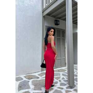 Robe de soirée rouge de créateur avec paillettes, strass, drapés, perles, fleurs, longue, pour soirée, longueur au sol, taille XS - Product Image 1