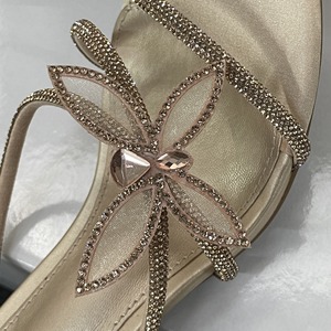 Elegant Rhinestone Flower Heeled Sandals Open Toe on Mules for Women Sexy <b>Block</b> Heel Sandals - Product Image 4