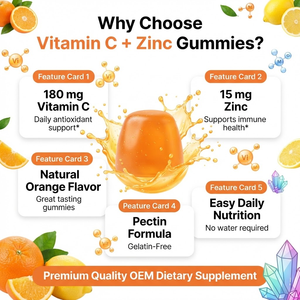 Gummies OEM ODM Vitamine C 180mg et Complexe de Zinc, 60 unités, Vente Directe Usine, Marque Privée - Product Image 3
