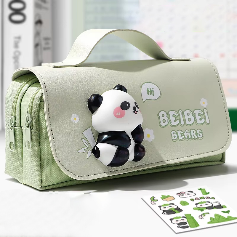 Astuccio per matite antistress panda verde