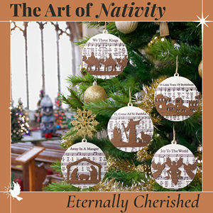 Hanging Ornament Christmas Music Sheet Nativity Story Wooden Ornaments - Product Image 2
