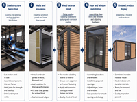 Maison préfabriquée miniature moderne, maison modulaire en conteneur avec grande porte vitrée pour maison d'hôtes dans la cour et bureau à domicile
