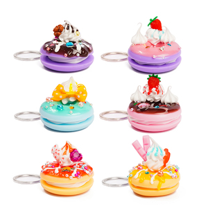 Custom DIY Plastic Keychains Simulation Donut Funny Gift Customized 3D Keychain Simulation Donut Fake Dessert Keyring - Product Image 1