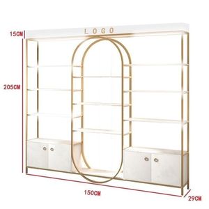 Professional Factory Supply Salon Furniture Display Stand for Hair Beauty Shop with <b>Light</b> Shiny Gold Nail Polish Display Shelf - Product Image 6