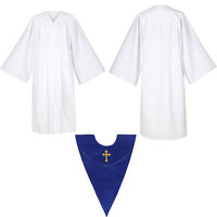 Robes de Chorale Unisexe Mat pour Cérémonie Religieuse, Robe de Remise de Diplôme, Costume de Scène avec Étole en V, Robe de Fête pour Femmes et Hommes