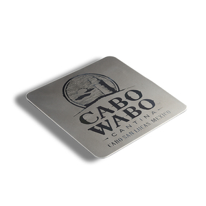 Square Metal Portable Custom Logo <b>Silver</b> Laser <b>Coaster</b> for Drinks - Product Image 2
