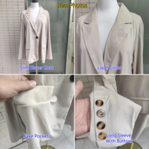 Neuer Damen Freizeit-<span class=keywords><strong>Blazer</strong></span> Einreihiger Mantel mit Reverskragen Modischer Oberteil Langarm Frühling Herbst Schlanker <span class=keywords><strong>Blazer</strong></span> - Product Image 4