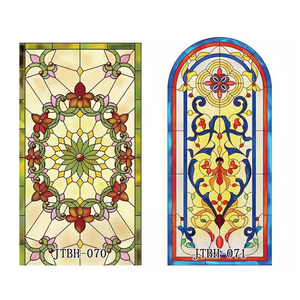 Venta al por mayor de hojas de vidrieras circulares y cuadradas Personalizadas Impresión <span class=keywords><strong>3D</strong></span> puertas de madera con patrón acanalado con vidrieras - Product Image 6