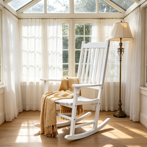 Sedia a <span class=keywords><strong>Dondolo</strong></span> in Legno di Pioppo Ecologica con Cuscino Spesso per Prendere il Sole, Soggiorno, Esterno, Facile Installazione - Product Image 1