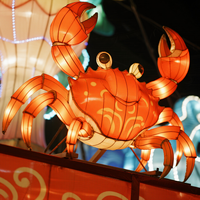 Lanterne de festival à LED, lanterne artisanale non toxique en forme de crabe ermite, lanternes durables en tissu de soie, fournitures pour fêtes et vacances
