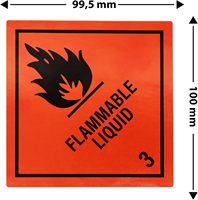 Étiquettes MD pour marchandises dangereuses, paquet de 500, 100x100mm, carrées, en papier non couché, classe 3, liquide inflammable, rouge/noir, adhésif puissant