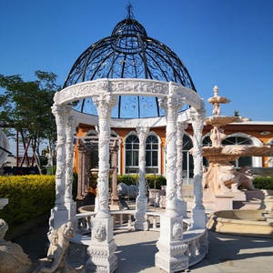 户外装饰欧式石雕凉亭大尺寸花园白色大理石石雕凉亭待售