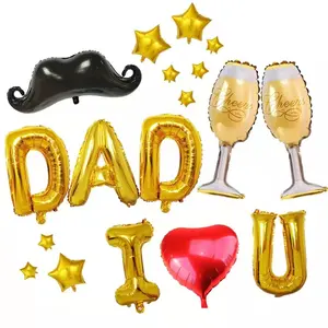Anneler babalar günü parti dekorasyon mektuplar seni seviyorum anne folyo balon taç dudak bıyık ballon Globos anneler günü için baba