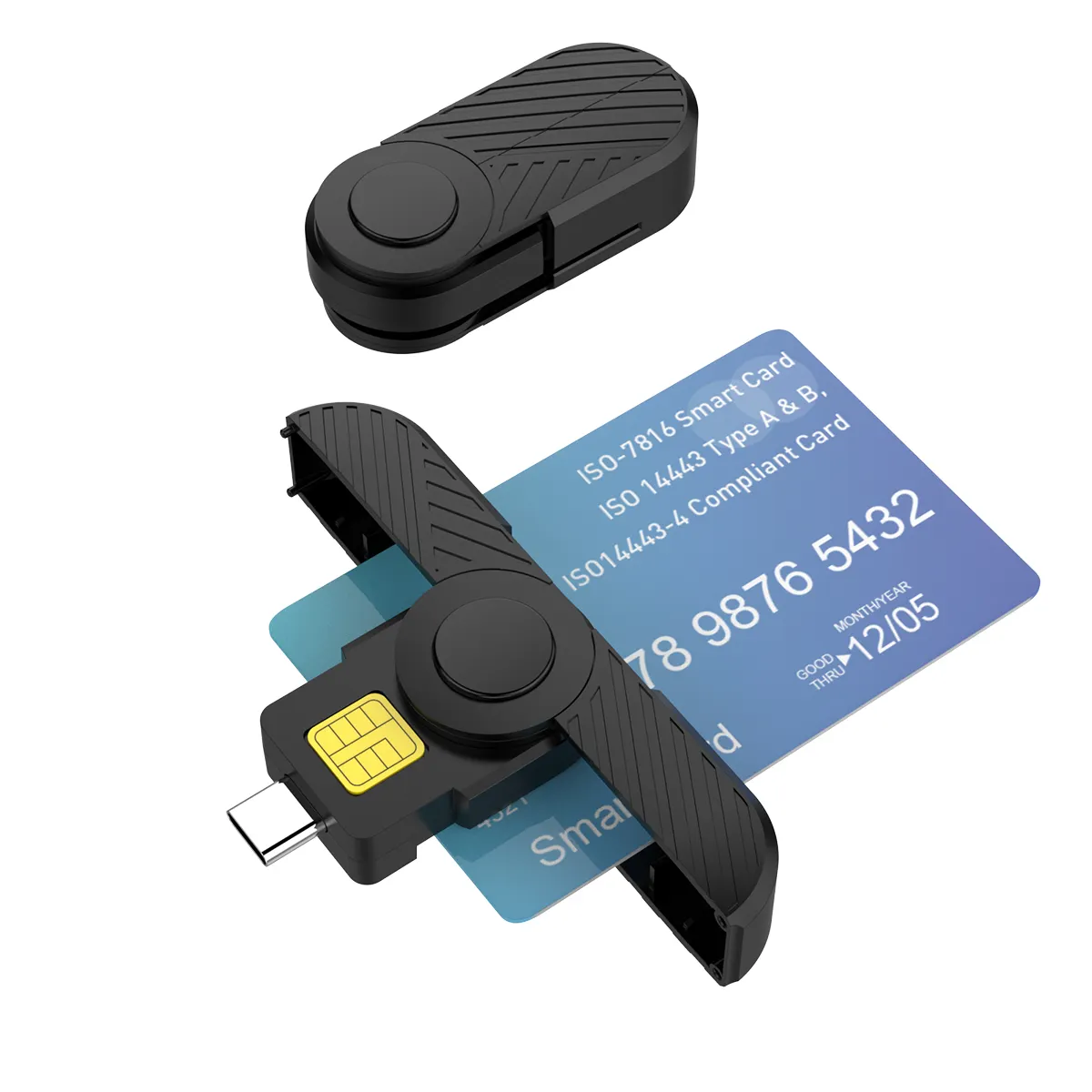 Rocketek pembaca kartu kredit Sim USB 2.0, pembaca kartu pintar portabel Mini Iso 7816 Hubungi ID IC ATM EMC CAC