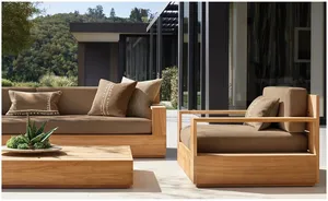 Outdoor Garden Courtyard Teak Tea Table Outdoor Hotel Terrace Sofa Set