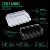 Boîte à pâtisserie rectangulaire de qualité alimentaire, plateau vertical nervuré blanc, couvercle transparent en PET, boîte d'emballage jetable pour gâteau roulé suisse