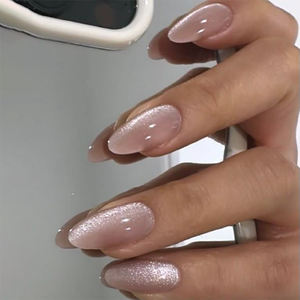 Sweet Blush French Cat's Eye Manicure <span class=keywords><strong>Uñas</strong></span> postizas Tridimensional Dot Diamond Bow Wearing Nail Tipo Ballet Nail Piece al por mayor - Product Image 6