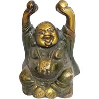 PARIJAT HANDICRAFT - Estatua de Buda Sonriente de Latón Macizo, Diseño Moderno Hecho a Mano, Decoración Feng Shui para el Hogar, Adorno de Mesa