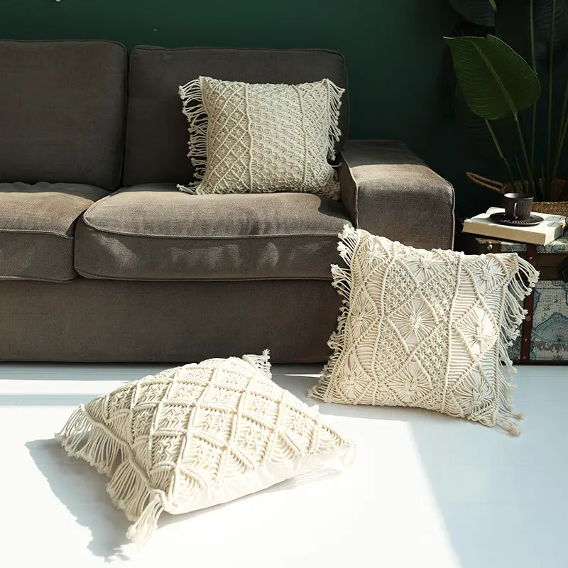 Avow — housse de coussin en coton, qualité supérieure, tissé en macramé, style Boho, artisanal