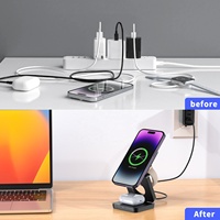 Station de charge sans fil magnétique portable pliable 3 en 1 pour iPhone, AirPods, iWatch, support de chargeur sans fil multifonctionnel