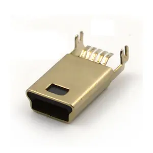 Mini connecteur USB type B, 90 degrés, 5 broches, SMD, SMT, soudure