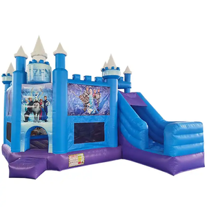 <span class=keywords><strong>Castillo</strong></span> Inflable Comercial, Casa de Brinco Inflable con Tobogán, Temática de <span class=keywords><strong>Frozen</strong></span> para Niñas, Color Azul - Product Image 6