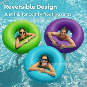 Thickened Pvc Adult Swimming Ring 110cm Inflatable Pool Float Unisex Outdoor Water Play Round Solid Color - Product Image 3