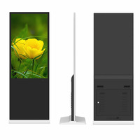 Kiosque numérique sur pied de 75 pouces pour intérieur, écran tactile capacitif, système Android/PC, animation d'ascenseur, écran LCD couleur, CMS basé sur le cloud
