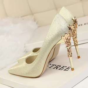 Zapatos de Tacón Alto con Tacón Delgado y Diseño Metálico Tallado para Mujer, Zapatos de Vestir Elegantes y Sensuales con Punta en Pico, Sandalias de Tacón, Zapatos de Moda para Boda - Product Image 4
