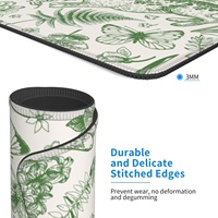 Tapis de bureau gaming extensible vert à motifs floraux, base en caoutchouc antidérapante, bords cousus, pour la maison, le bureau et les jeux sur ordinateur