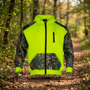 Sudadera con Capucha de Camuflaje de Alta Visibilidad ANSI Clase 1 para Hombre, Impermeable, Reflectante, con Mangas de Camuflaje y Cremallera, para Trabajo y Construcción - Product Image 3