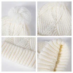 여성용 맞춤 로고 모자 100% 아크릴 니트 비니 여성 겨울용 따뜻한 니트 스컬 캡 맞춤 제작 가능 - Product Image 4