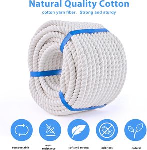 Cuerda Trenzada de Algodón Blanco Natural Forrek de 1/2 Pulgada (12 mm) y 50 Pies, Resistente, para Juegos de Arrastre, Fitness, Navegación, Actividades al Aire Libre y Manualidades - Product Image 4