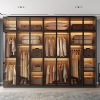 Nouvelle conception de placard avec porte en verre, armoire de chambre à coucher, placard à vêtements, armoire en bois sur mesure