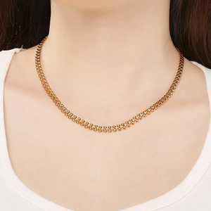 Personalized 304 Stainless Steel Heart Shaped <b>Necklace</b> 18k Vacuum Plated Golden Wheat Spike Chain Elegant Fashion Jewelry - Product Image 1