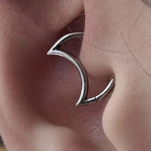 Gaby G23 Titanium Body Jewelry-Nose Ring Septum Moon Clicker Earrings Sexy with Zircon Stones for Weddings-ASTM F136 Standard - Product Image 5