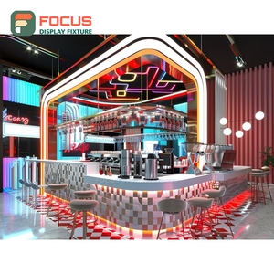 Durable Cafe Service Counter Tempered Glass Front Syrup Bottle Display Area Roastery Service Counter - Product Image 4