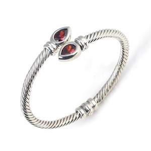 Bracelet pour homme en argent sterling 925, forme de larme, grenat torsadé, fermoir à ressort, fait à la main, bijoux turcs - Product Image 1