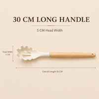 Spatule de service pour pâtes en silicone avec manche en bois, résistante aux hautes températures, qualité alimentaire, pour poêle antiadhésive