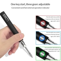 批发便携式无线USB烙铁套件5V8W可调温度，带3pcs尖端焊丝，用于电话维修