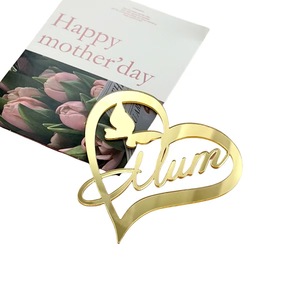 Venta caliente acrílico <span class=keywords><strong>flores</strong></span> pastel Topper excelente Celebración del Día de la madre decoraciones mariposa amor mamá diseño - Product Image 4