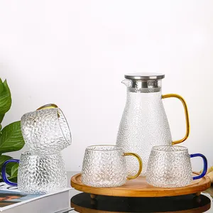 High Borosilicate Glass Cold Water Kettle Hammer Large Capacity Transparent Cool Water Kettle Teapot Set
