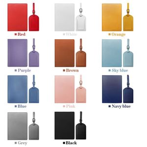 Ensemble de porte-passeport et d'étiquette de bagage en cuir PU avec logo personnalisé, vente en gros - Product Image 6