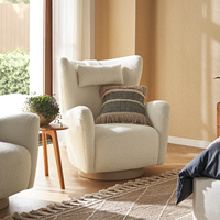 Fauteuil pivotant de style américain de luxe pour salon, en tissu bouclé