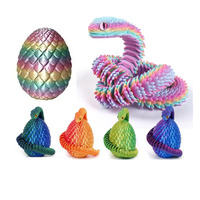 Mini Serpent Anaconda Mignon Imprimé en 3D, Jouet Fidget pour Garçons, Œuf à Assembler avec Yeux et Serpent Imprimés en 3D à l'Intérieur