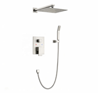 Kit de douche encastré blanc mat 10 pouces, ensemble de douche murale effet pluie au design épuré pour salles de bain nordiques modernes