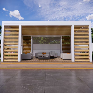 Pérgola de Aluminio de Lujo para Exteriores, Sistema de <span class=keywords><strong>Louvre</strong></span> Motorizado con Control Remoto, Impermeable y Resistente al Viento, para Jardín, Patio o Pabellón - Product Image 2
