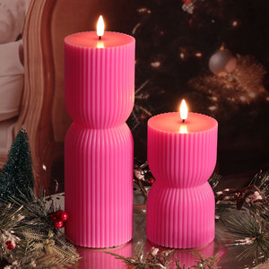 Candela LED Senza Fiamma Rosa Acceso di Mermei, Fatta a Mano in Cera di Paraffina, con Telecomando, a Batteria, Sicura per Feste di Compleanno - Product Image 1